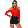 Complete Circus Ringmaster Halloween Costume for Women S-3XL: Fringe Shoulder Jumpsuit with Gold Trim, Contrast Bodysuit