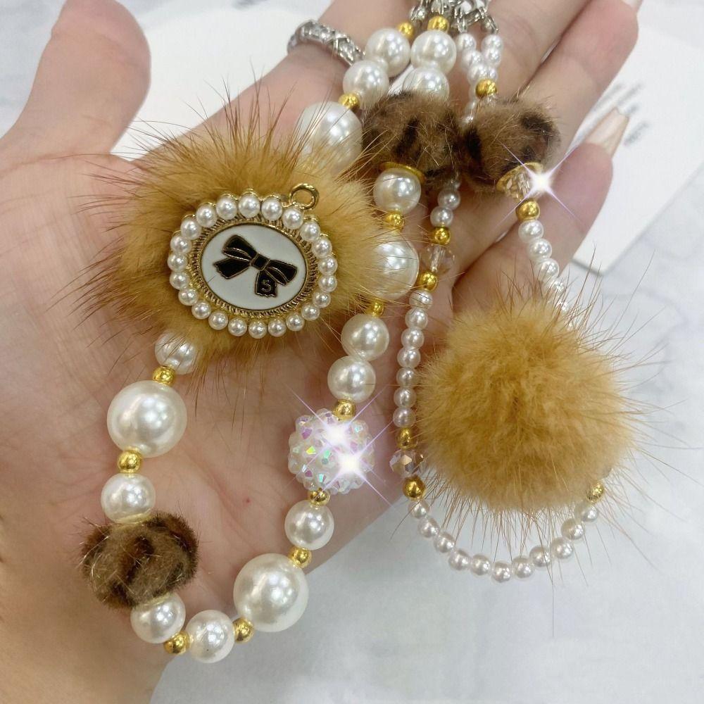 

Plush Ball Phone Charm Strap Rhinestone Phone Lanyard New Purse Bag Pendant