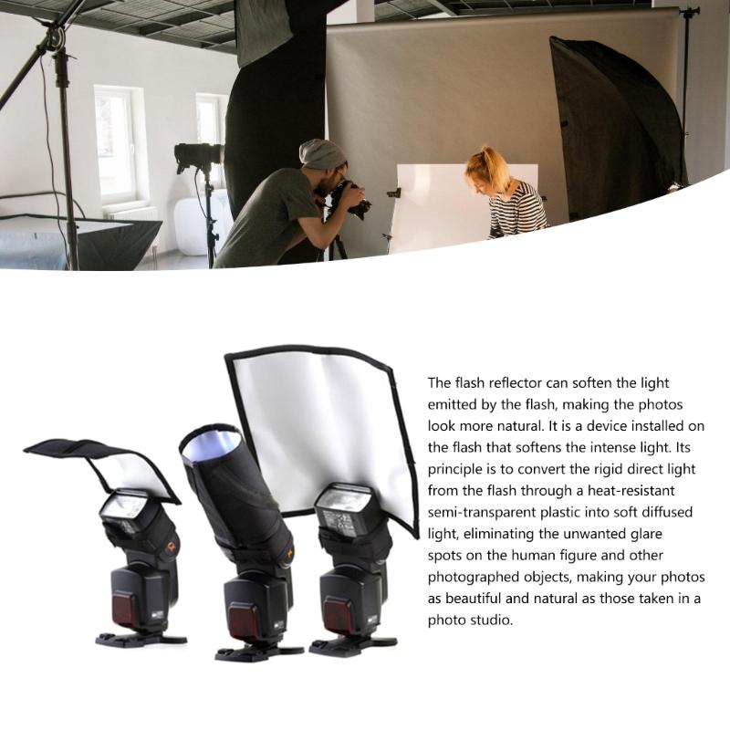 Portable Bounce Reflector With Rotatable Flash Bounce Panel For DSLR Flash Diffuser Light Optimization