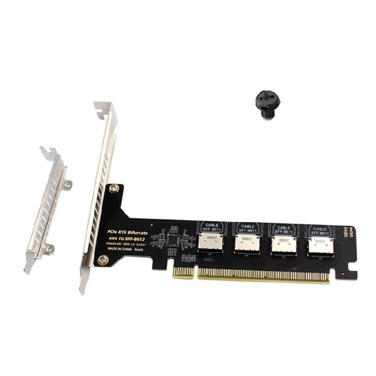 

PCIe 16x To 4 Port Oculink SFF 8612 SFF 8611 Split Adapter Enables Efficient Multiple Solid disks Configuration 1