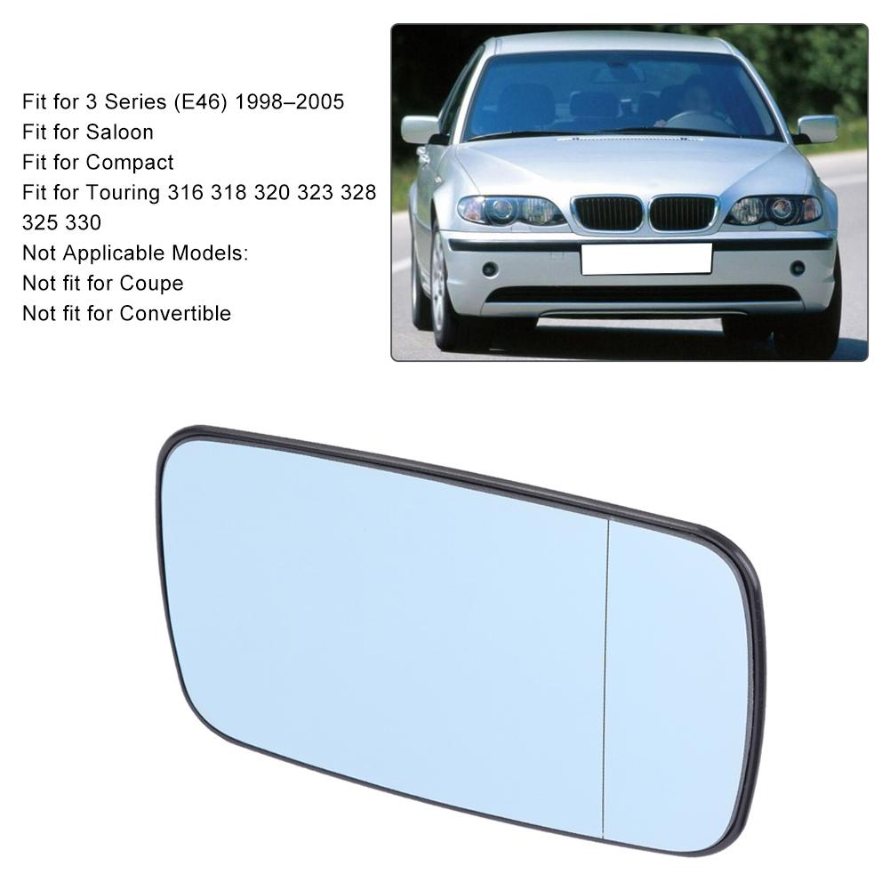 Right Hand Blue Heated Wing Door Mirror Glass Fit for 3 Series (E46) 1998 2005