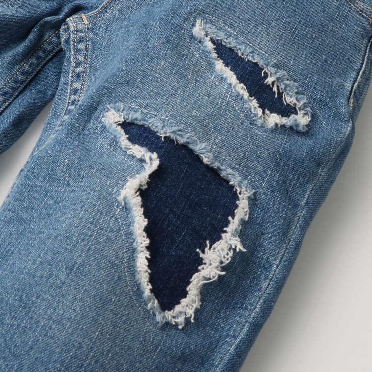 [Παιδικά ρούχα] Μπαμπά Ω μπαμπά (Μπαμπάκας) Ίσια Τζιν Παντελόνια με Σκισίματα 90cm-140cm V51016