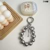 Korean Style Keychain Pendant: Metal Irregular Bow with Pearl Beads for Phone or Bag Accessories
