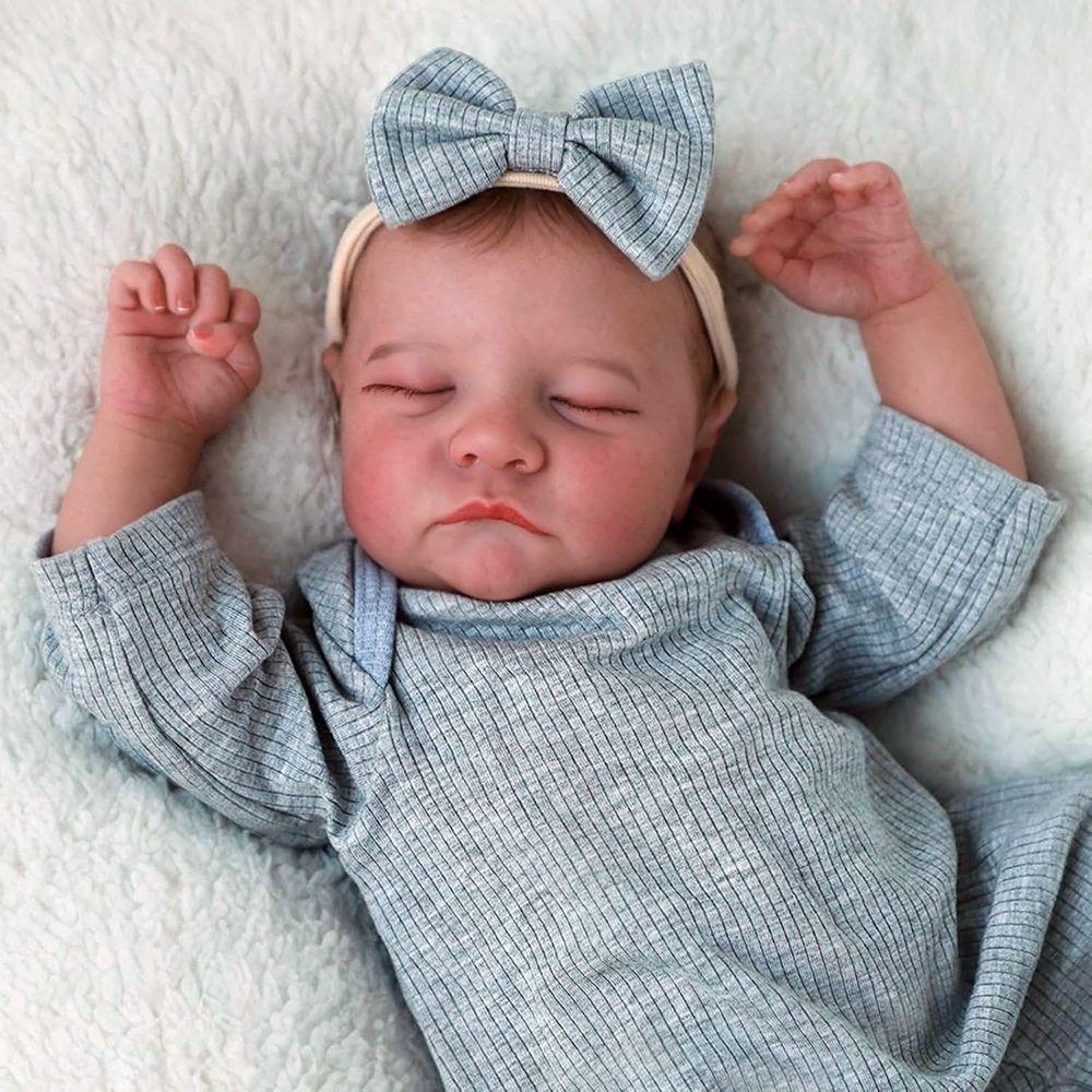 Reborn Baby Doll 45cm Hard Vinyl with Painted Hair and Closed Eyes