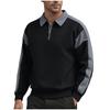 Mens Long Sleeve Neck Sweatshirts Patchwork Color Block Zip Up Pullovers Fall Casual Loose Fit Outfits Clothes