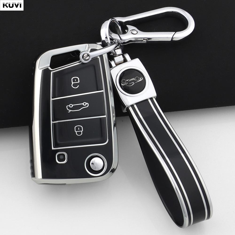 Soft TPU Car Key Case Cover For 3 4 Buttons VW Volkswagen Golf 7 MK7 Tiguan MK2 For SEAT Ateca Leon FR 2 Ibiza For Skoda Octavia