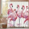 Flamingo Shower Curtain, Floral Botanical Tropical Plant Art Deco Bathroom Decorative Shower Curtain, Print Curtain with Hooks