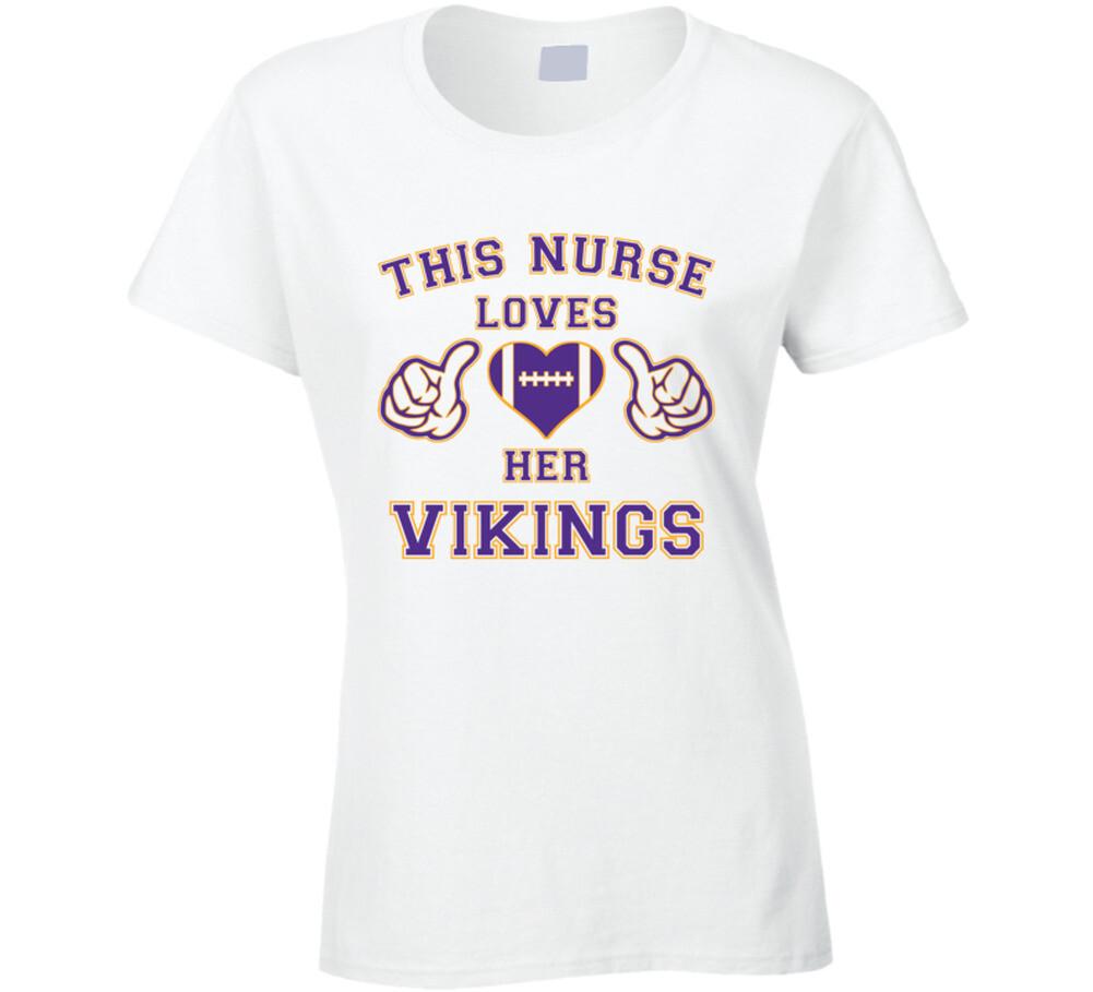 This Nurse Loves Her Vikings Football T Shirt Mens Womens Tees Top - Minnesota Vikings Team Colors L