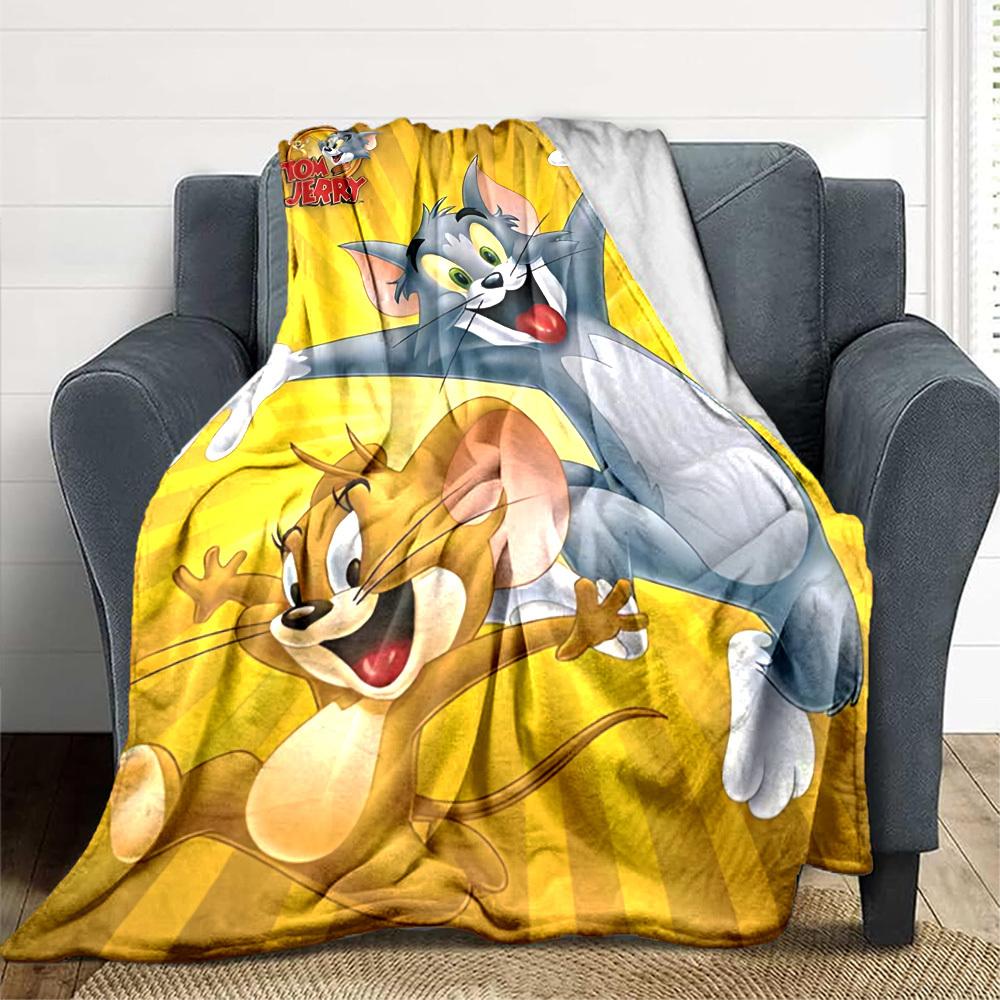 

1pc Tom Jerry Blanket Lightweight Flannel Throw For Sofa, Bed, Travel, Livingroom, Office, Couch, Chair, And Bed 80x120cm