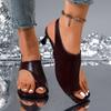 Summer Pop Toe Open Toe Sandals Women's Fashion Outside Wear Comfortable and Versatile Low Heel Shoes