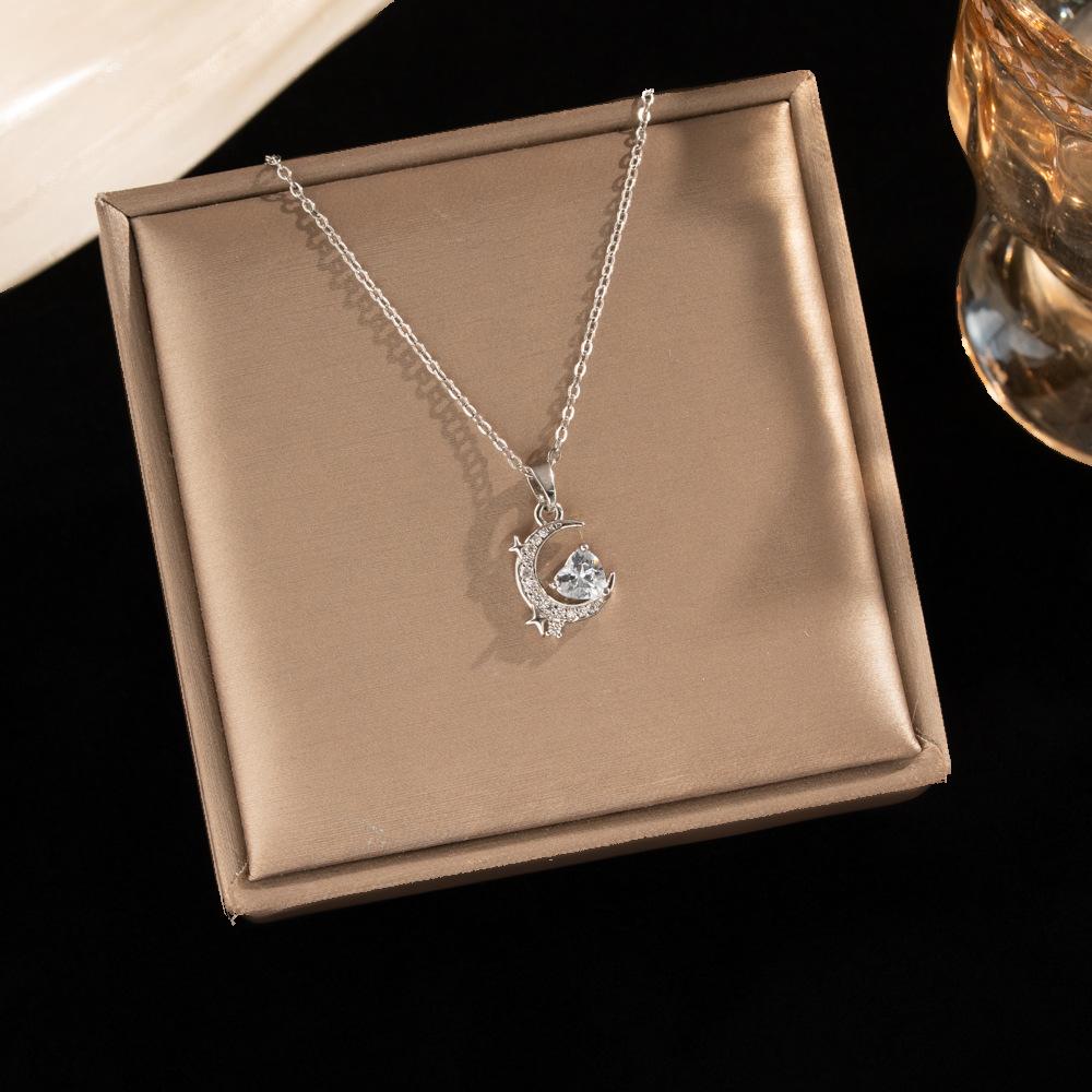 Light Luxury Zircon Full Diamond Choker Necklace Titanium Steel Versatile Minimalist Accessories for Women