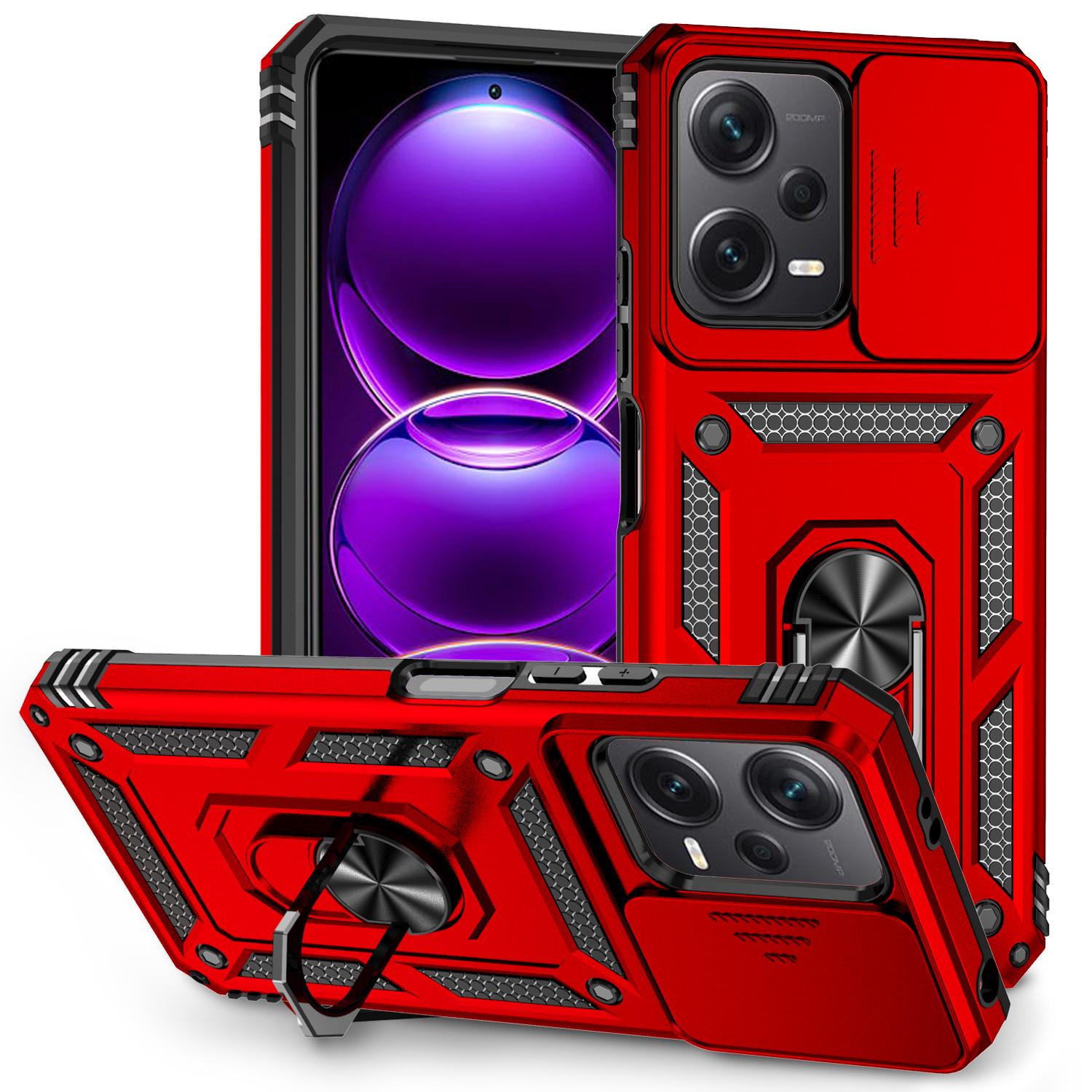 

Противоударный бронированный защитный чехол для камеры телефона Xiaomi Redmi Note 12 4G Note12 5G магнитный автомобильный держатель кольцо чехол For RM Note 12 5G красный