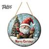 Rustic Christmas Wall Decor Wooden Round Hanging Sign, Santa Claus Highland Cow Winter Theme Farmhouse Holiday Art Door Decor, Welcome Ornament