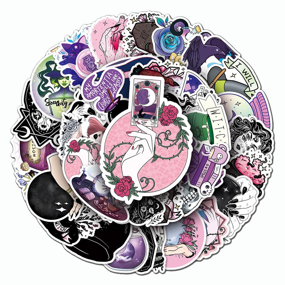 10/30/50pcs Gothic Witch Cartoon Stickers Magic Apothecary Cartoon Decals DIY Laptop Phone Notebook Vintage Graffiti Sticker