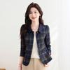 Kebeier Women's Retro Plaid Blazer Jacket