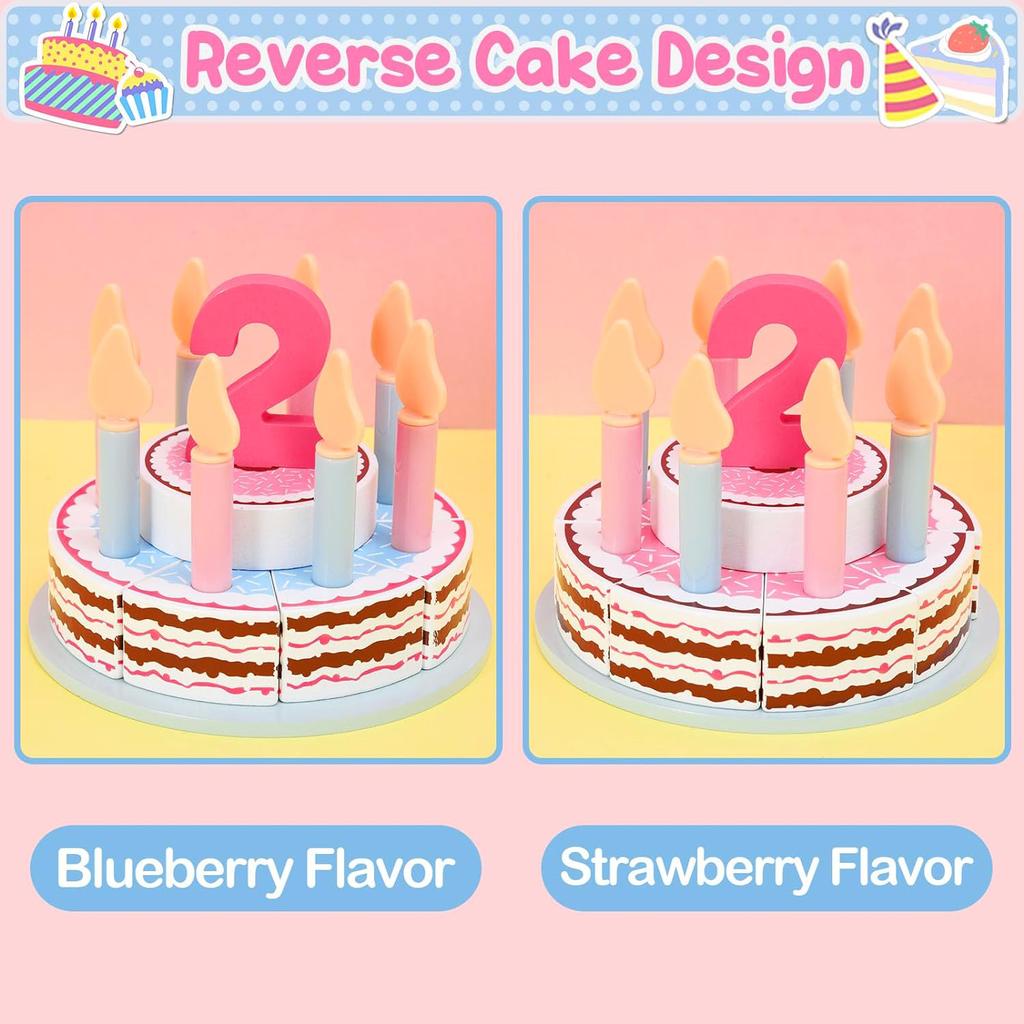 Jucării din lemn pentru prăjituri Set de joacă pentru bucătărie Kit de prefăcăre pentru mâncare Set de tăiere a alimentelor pentru copii Jucării educaționale de petrecere de învățare Montessori