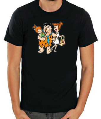 Die Flintstones Charaktere Weiß/Schwarz Kurzarm Herren T-Shirt Unisex T-Shirt