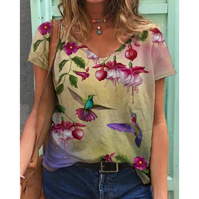 Flower Floral 3D Print T Shirt Women Streetwear Loose Tops Casual Oversize T-Shirts Ladies Tees Woman Summer Harajuku Y2k Clothe