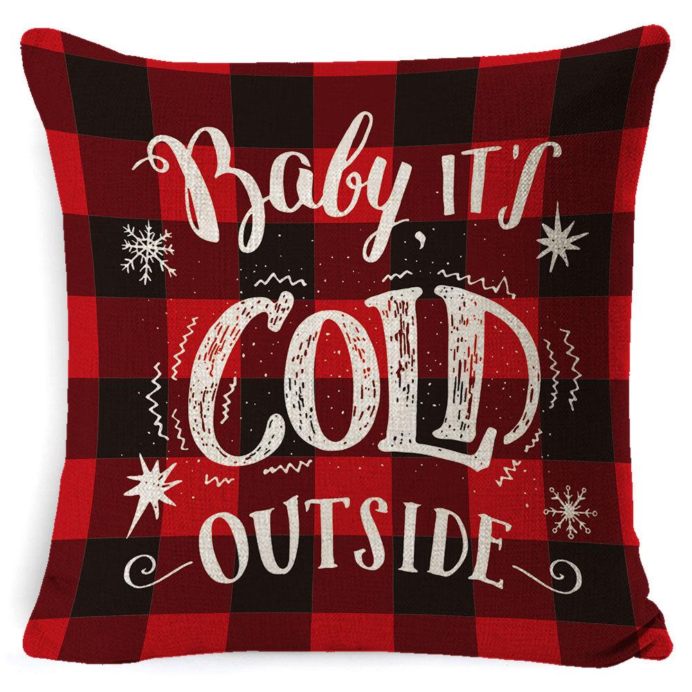 Christmas Pillow Cover Home Sofa Cushion Elk Letter Print Cushion Cover Christmas Atmosphere