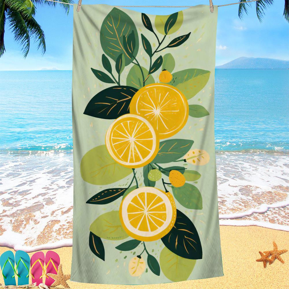Painted Orange Series digital-printed polyester Superfine fiber double-sided fleece Beach vacation bath towel, beach towel