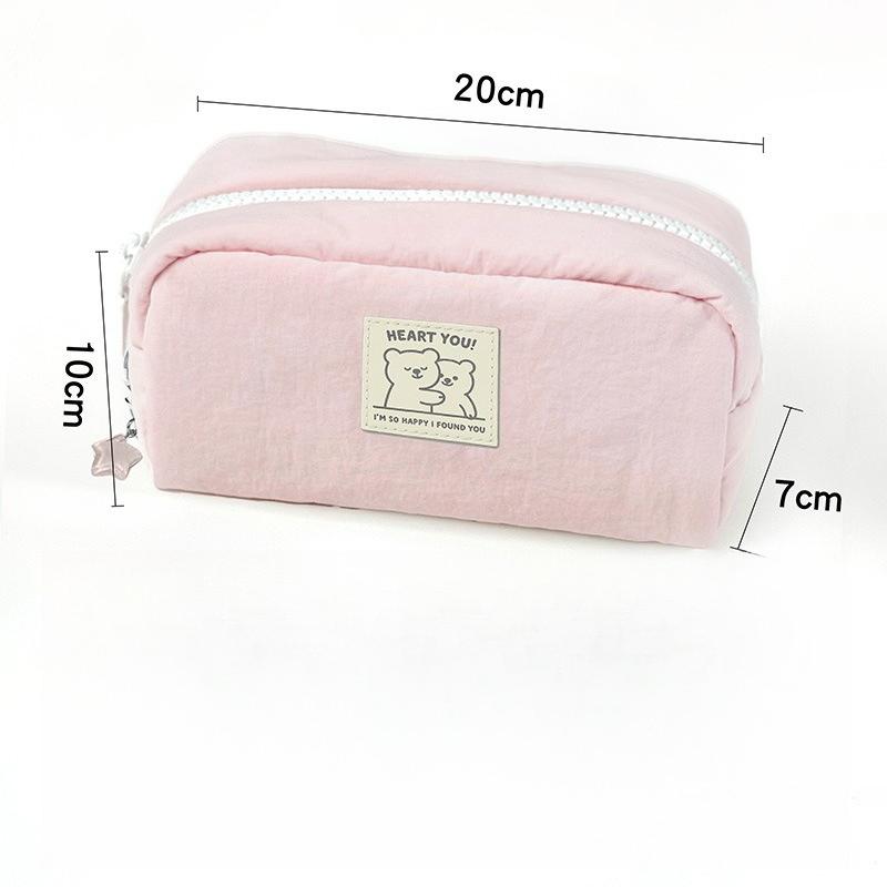 1PC Pencil Bag Storage Bag Pink Cat Solid Color Student Large Capacity Stationery Box Study School Supplies Student Supplies