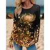 Damen T-Shirt Tee Grafik Rosenprint Langarm Tägliches Sweatshirt Wochenendmode Rundhalsausschnitt Normale Passform Malerei Frühling & Herbst