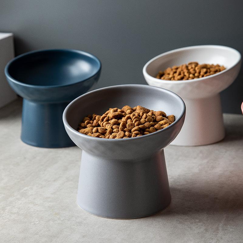 Cat Nordic Style Food Water Bowls Pet Animal Ceramic Eating Dishes High Foot Raised Puppy Cats Matte Bowls Elevated Dog Bowls