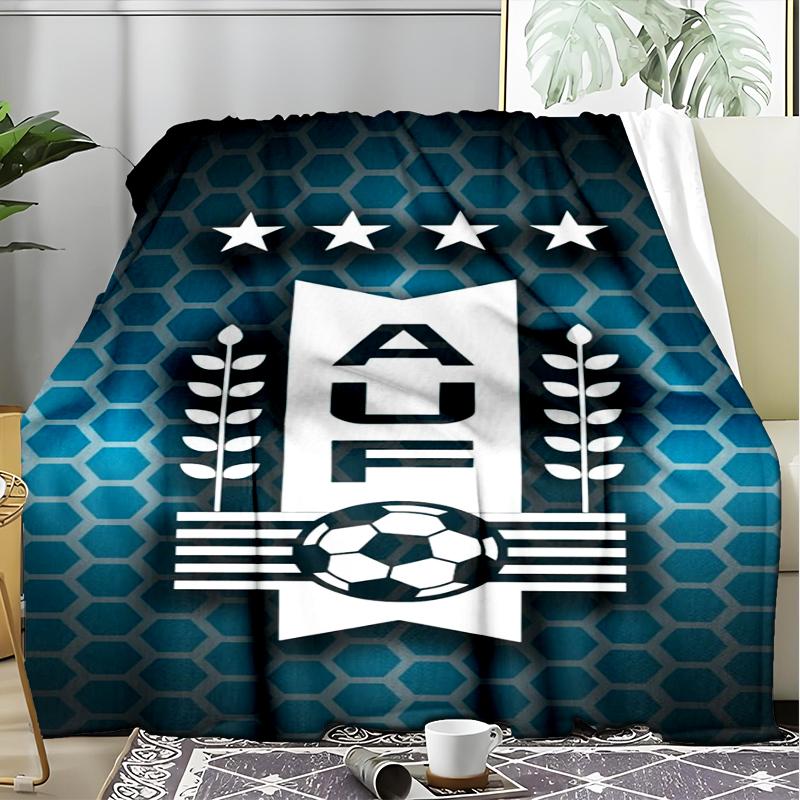 1pz Coperta morbida in flanella stampata con bandiera del football nazionale dell'Uruguay per camera da letto adulta, soggiorno, divano, campeggio, viaggi, regali per tifosi, regali di Natale
