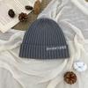 Letter solid color wool hat men's and women's autumn and winter street fashionable cold hat warm knitted hat showing face small headhat