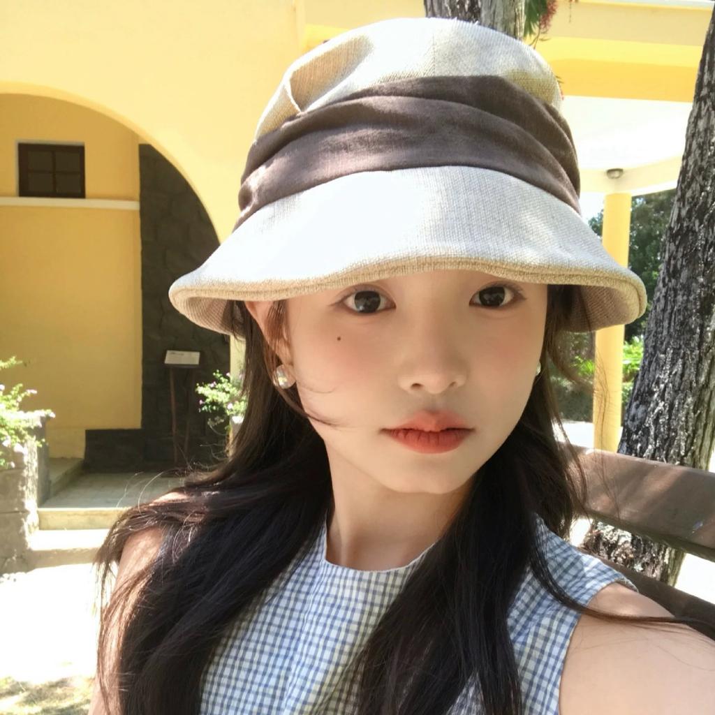 High-grade imitation flax fisherman's hat children's summer face small breathable basin hat travel sunscreen sun hat tide