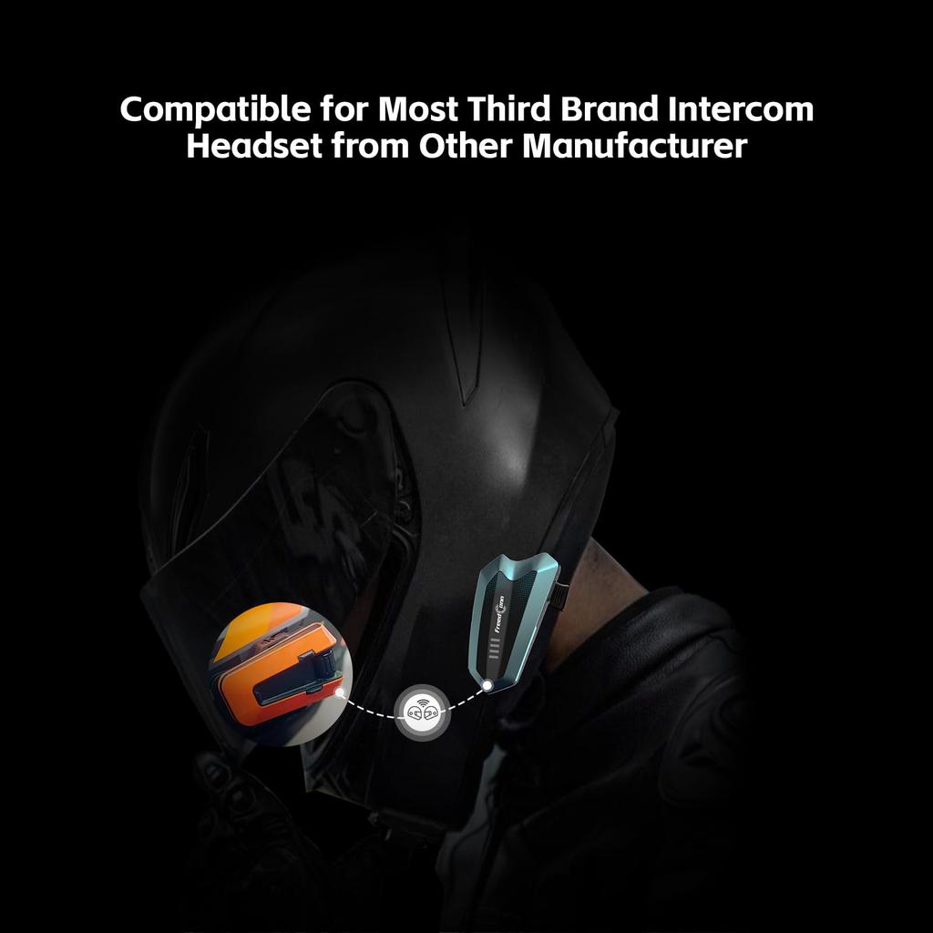 FreedConn Hero Motorcycle Intercom, 2-Unit Set (Bluetooth 5.1, 6-Way Group Intercom, 1500 m Range, Hi-Res Speakers, IP67)