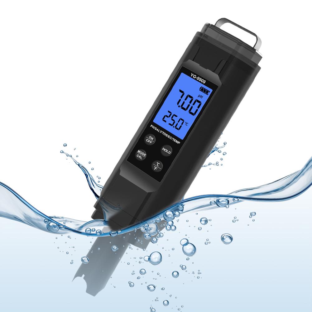 

5-in-1 Digital Water Quality Tester Pen Salinity PH Temp EC and TDS Meter for Drinking Water Hydroponics Aquariums Pools China Mainland