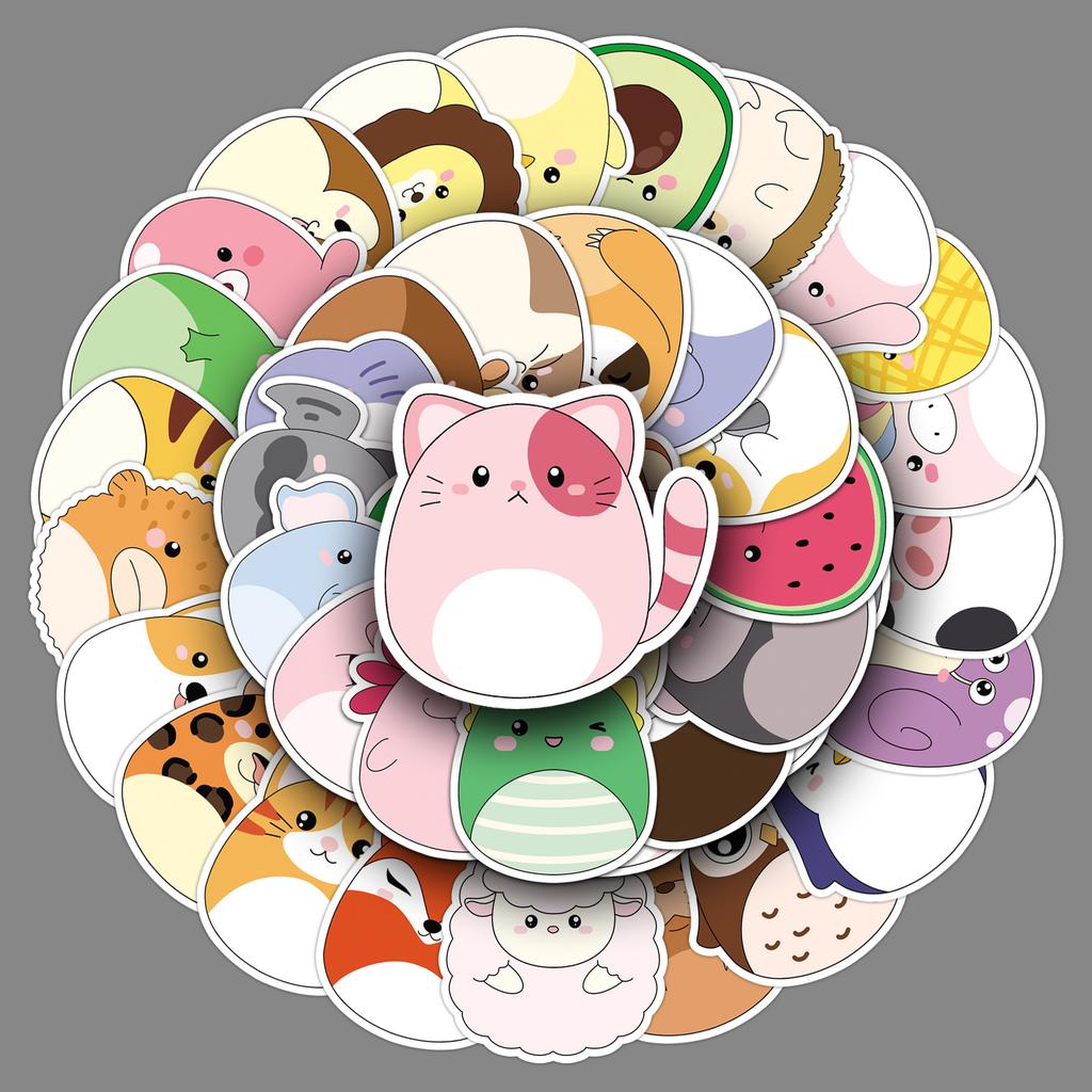 50 Cartoon Dolls Graffiti Decals Cute Hand-Painted Animal Decorative Water Cup Toy Creative Decals Water-Repellent