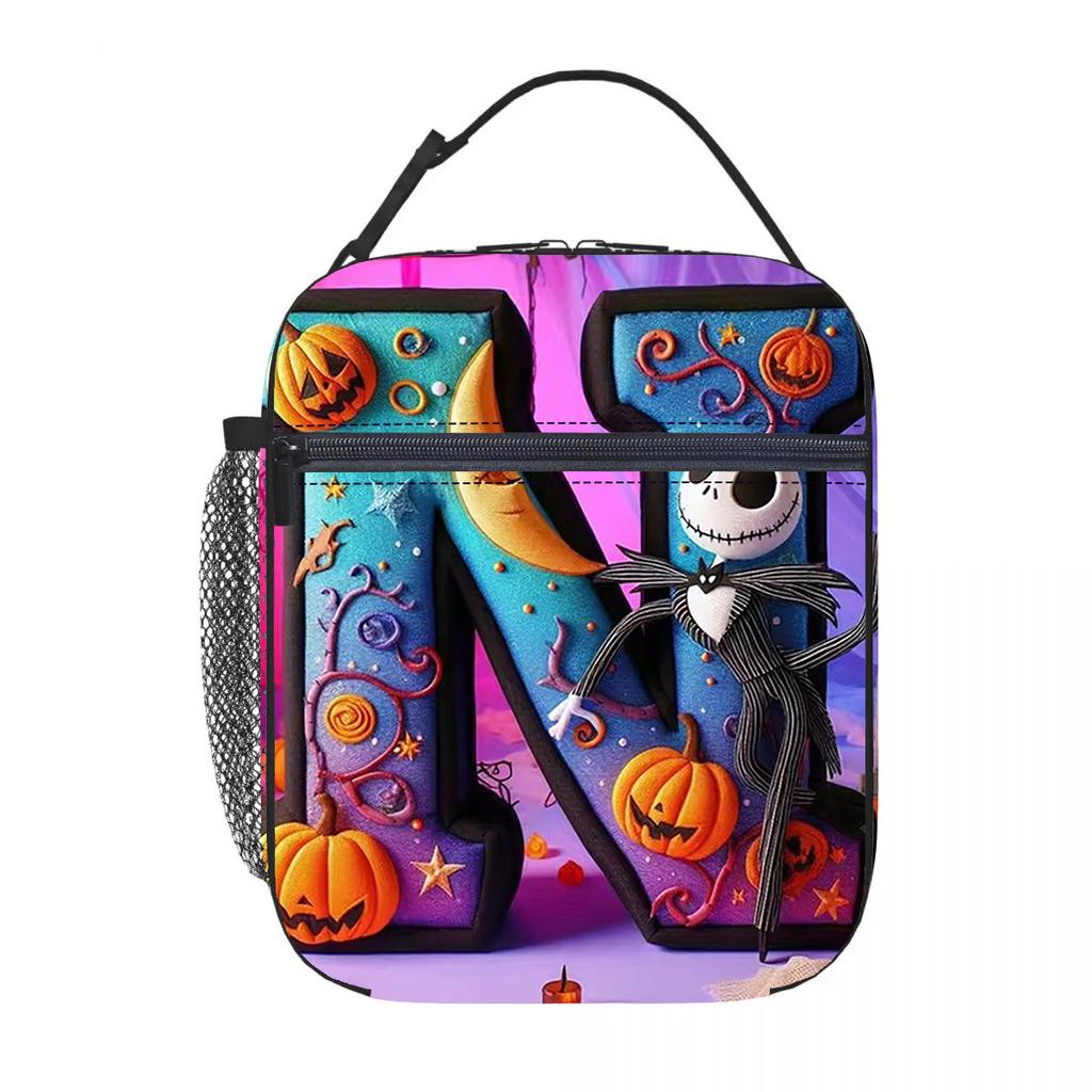 Christmas Horror Night Oxford Cloth Children's Lunch Bag Boy Girl Alphabet Cartoon Portable Insulation Handbag