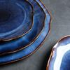 BEPAN Piatti in Ceramica Blu Scuro Piatto Piatto Irregolare Piatto di Porcellana Decorazione Domestica Stoviglie Vassoio per Stoviglie Forniture per Cucina Hotel
