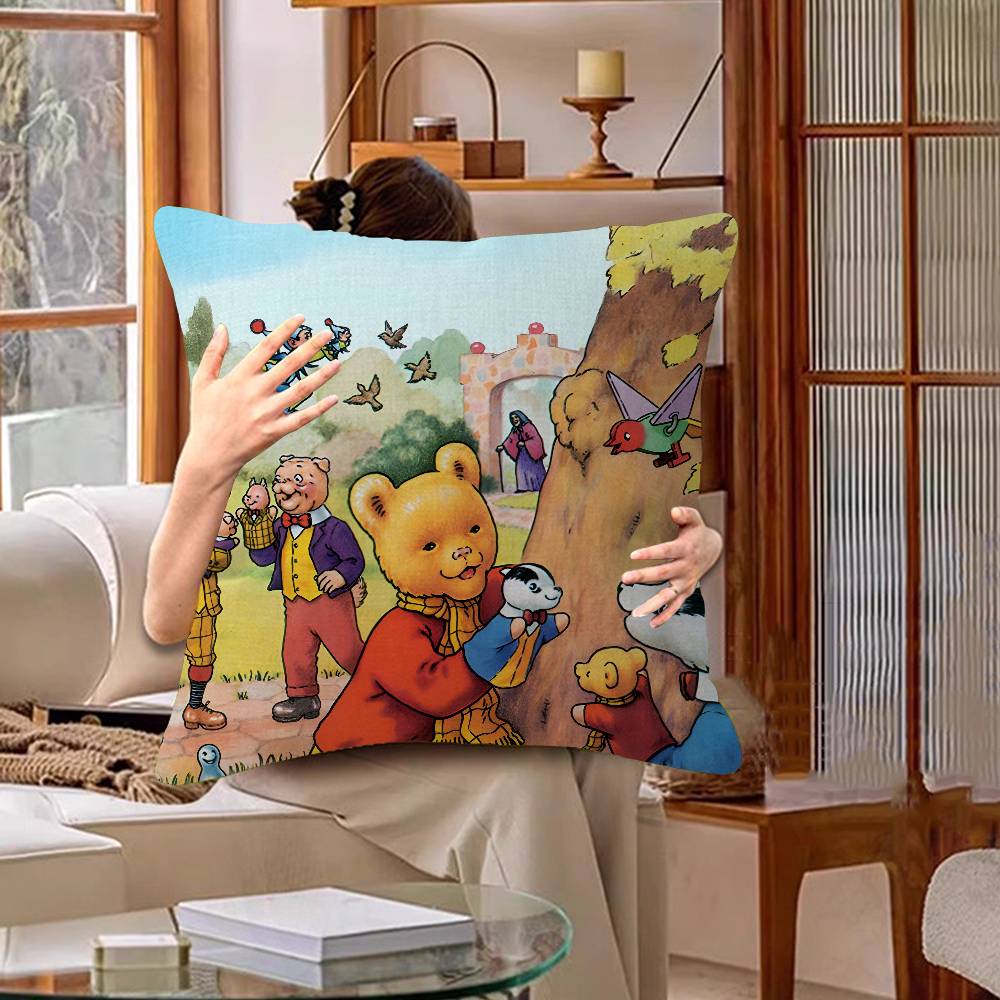 Housse de coussin Anime RRupert Bear Taie d'oreiller Salon Canapé Décoration de maison Personnalisé