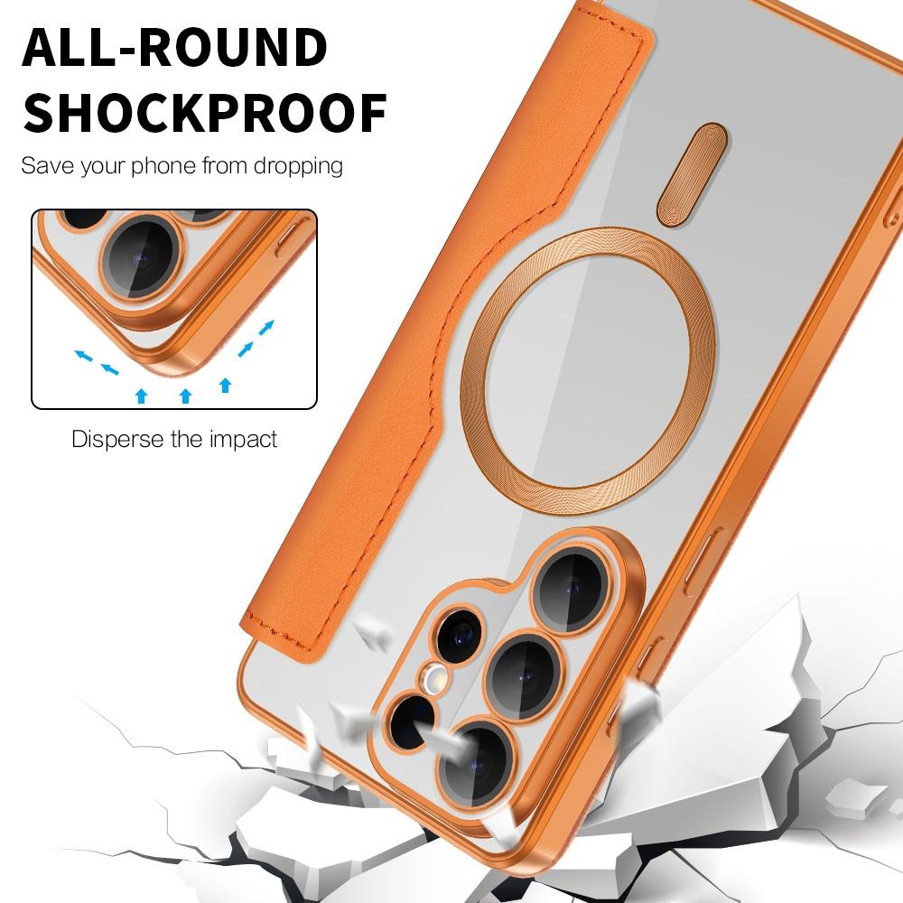 Leather Flip Phone Case for Samsung Galaxy S25 S26 Ultra Plus S25 FE Edge S24 S25 Ultra For Magsafe Card Wallet Mangnet Funda