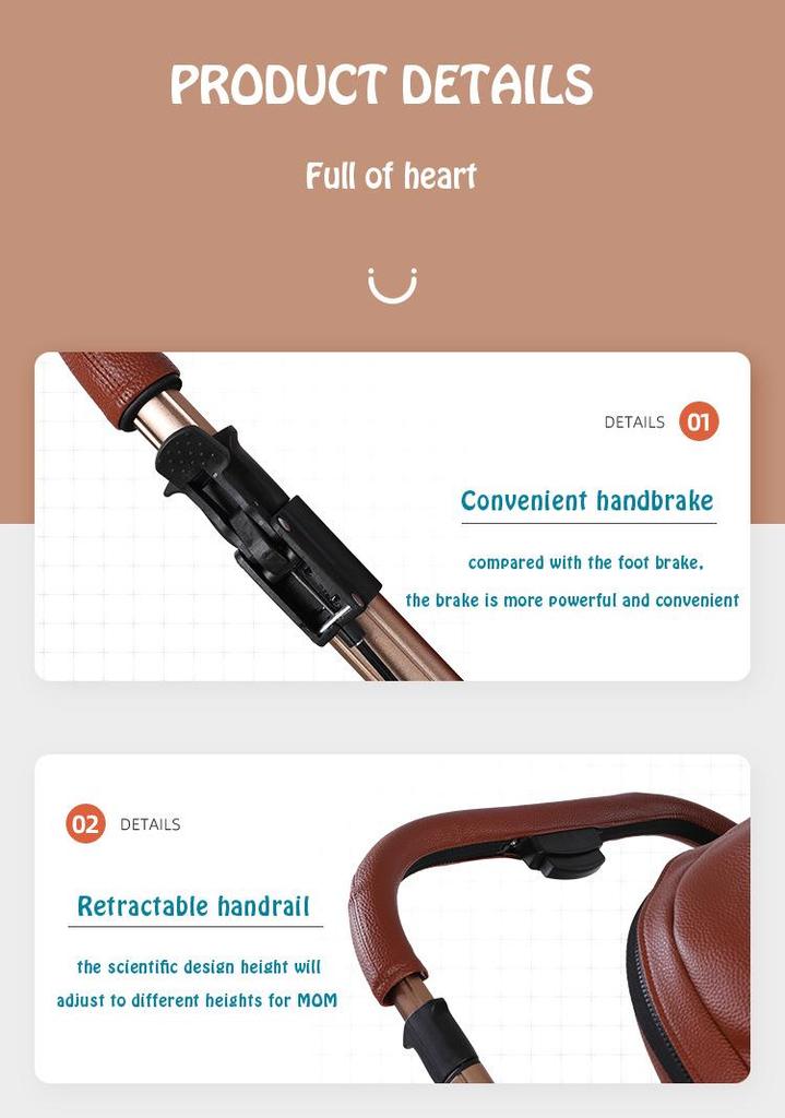 360° Rotating Baby Stroller: High View, Reclines, Foldable, Shock-Absorbing Eggshell Design
