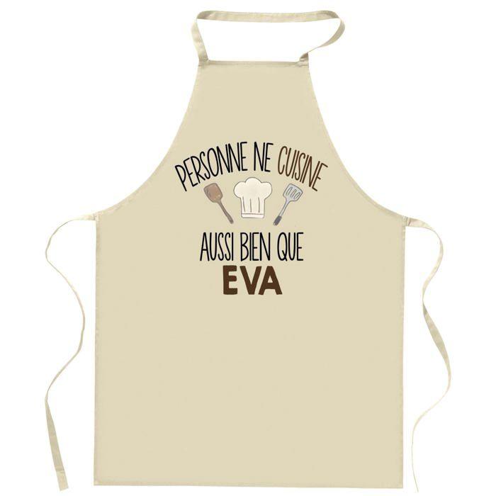 Planetee Tablier Personne ne cuisine aussi bien que EVA | Cadeau original Prénom pour Cuisinière | Vêtement Blouse protection