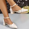 Fashion Elegant Diamond Buckle Strap Women'pumps Summer 2025 Pearl Pointed Toe Pumps Woman Casual Solid Shallow Women's High Heels