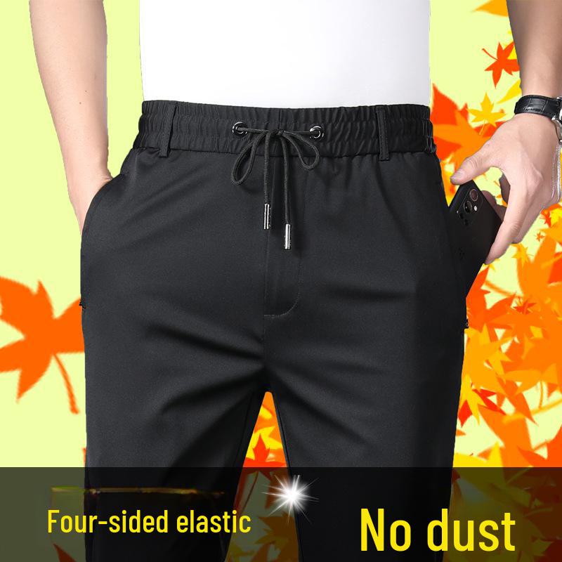 Men's High Waist Stretch Velvet Slim Straight Business Trousers - Autumn/Winter