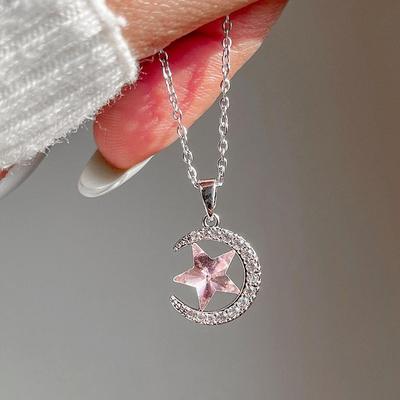 Autumn New Jewelry Versatile Diamond Star Pendant Fashion Alloy Moon Necklace Women