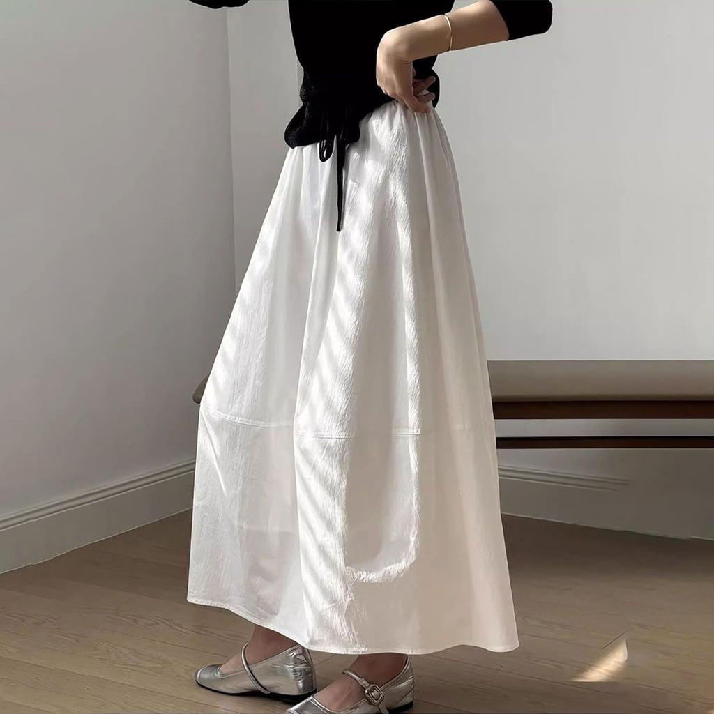 Women's White High-Waist Y2K Bloom Umbrella Skirt - Japanese Street Style Vintage A-Line Half Skirt