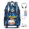 Multifunctional Camo Backpack for Students, USB Charging Casual Travel Daypack, Football Star Print Design