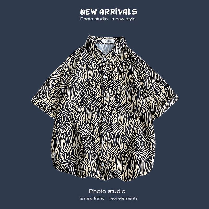 

Летняя корейская ретро-цветочная свободная рубашка для пары - модный мужской топ с коротким рукавом 3XL