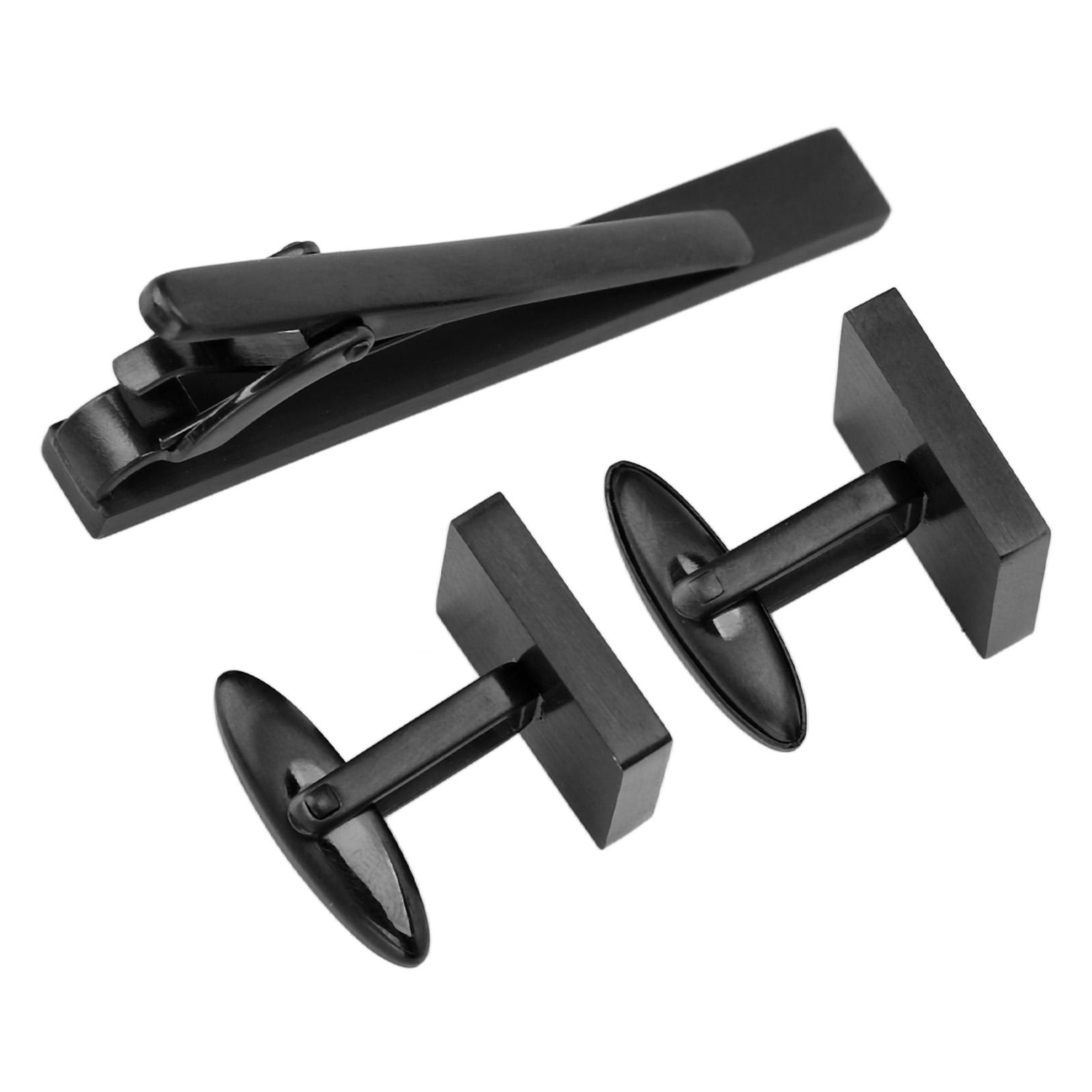 Набор запонок и зажима для галстука из нержавеющей стали, классический деловой стиль, процесс гальванического покрытия, запонки для рубашки, набор зажима для галстука для