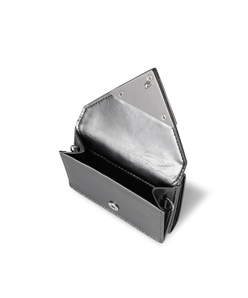 Fennec Crinkle Triangle Triple Wallet - Metal Gray