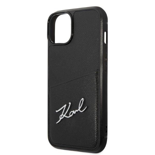 Etui Do iPhone 14 Plus Karl Lagerfeld Signature Logo Cardslot Czarne