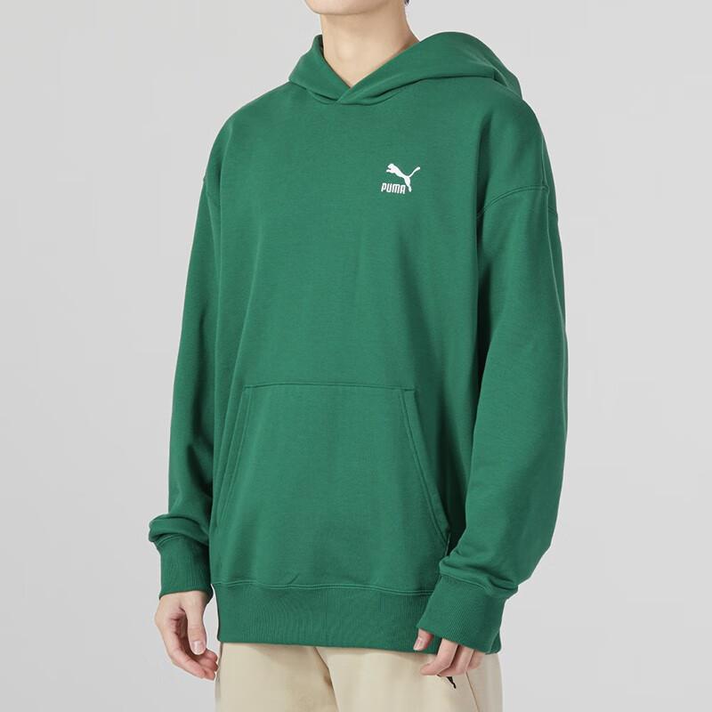 Puma Classics Relaxed Hoodie With Letter Logo Print Men Hoodies Green 537686-37