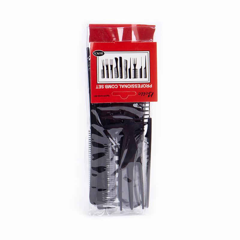 10-Piece Hair Styling and Cutting Comb Set: Includes Cross-border, Pointed Tail, Oil Head, and Steel Needle Combs.